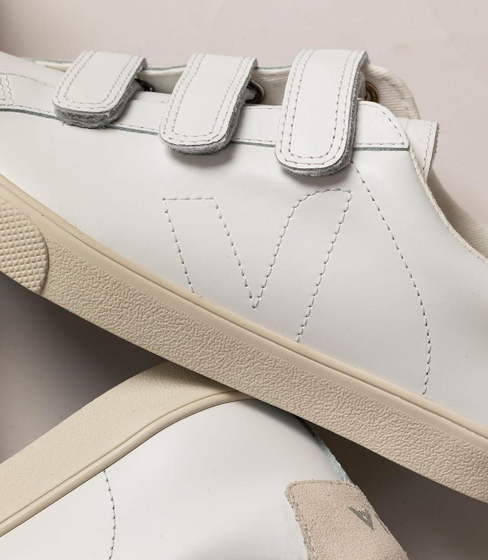 Adults Veja 3-lock Cuero Outlet Blancas | LCLTR16711