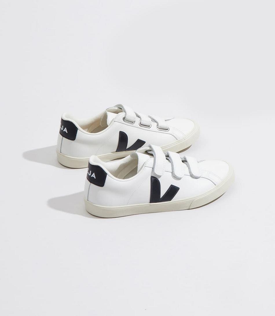 Adults Veja 3-lock Cuero Outlet Blancas Negras | ZCLMJ20133