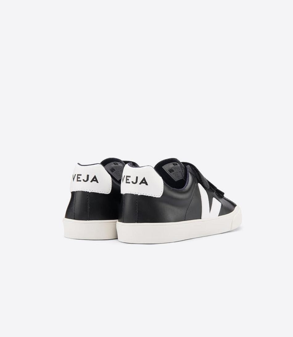 Adults Veja 3-lock Cuero Outlet Negras Blancas | CLQCS53206