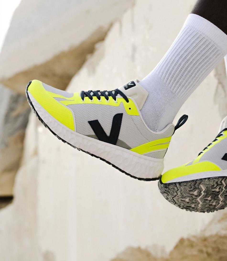 Adults Veja Condor Mesh Light Jaune Fluo Outlet Gris Claro | DCLVO92713