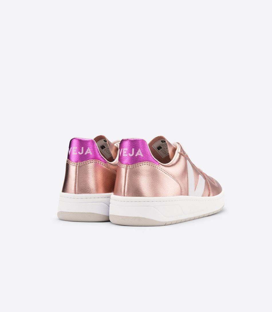 Adults Veja V-10 Cuero Nacre Fushia Outlet Blancas | CLJVR78333