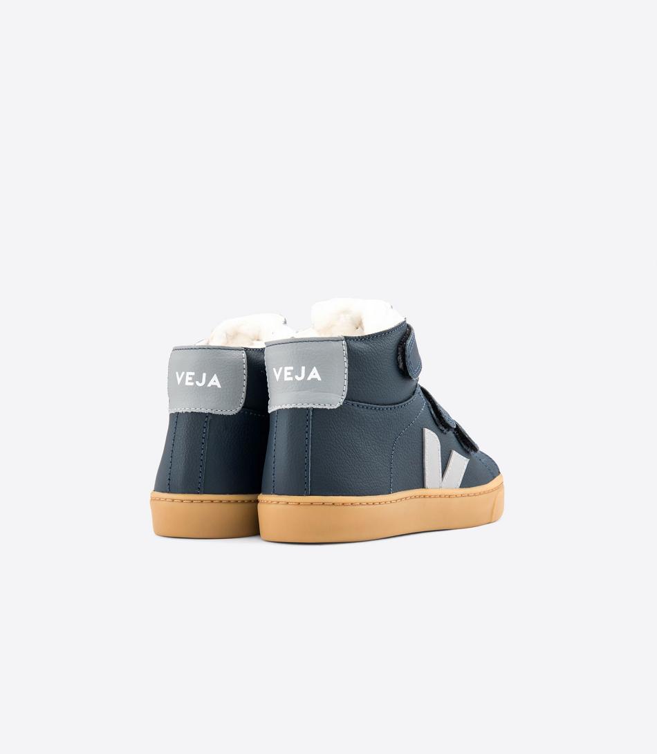 Kids Veja Esplar Mid Fured Cuero Nautico Oxford Outlet Gris | ACLWC16083