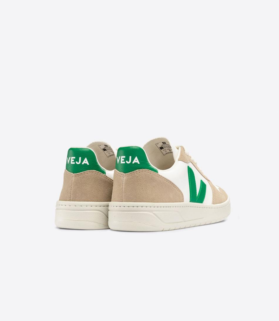 V-10 Veja Chromefree Cuero Emeraude Sahara Mujer Blancas | QCLUV29956