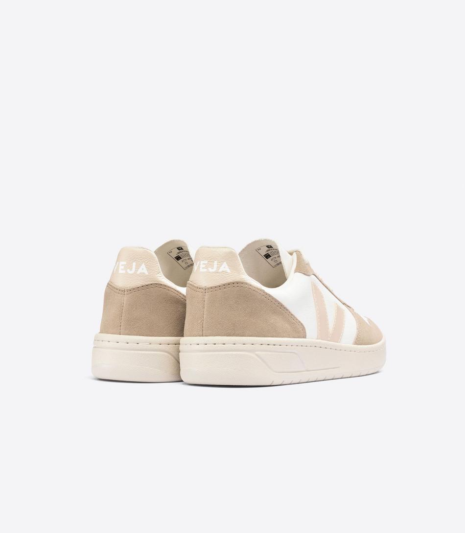 V-10 Veja Chromefree Cuero Sable Sahara Hombre Blancas | FCLUI11217