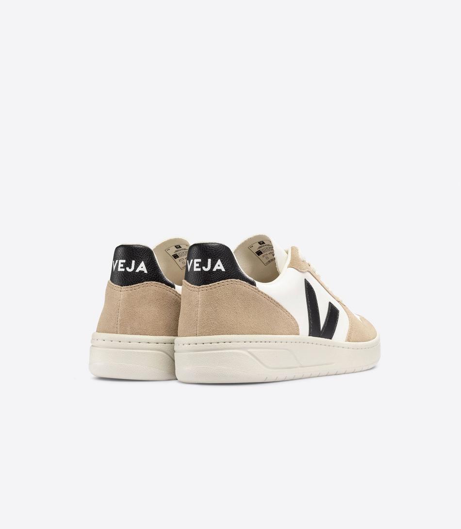 V-10 Veja Chromefree Cuero Sahara Hombre Blancas Negras | FCLHY17883