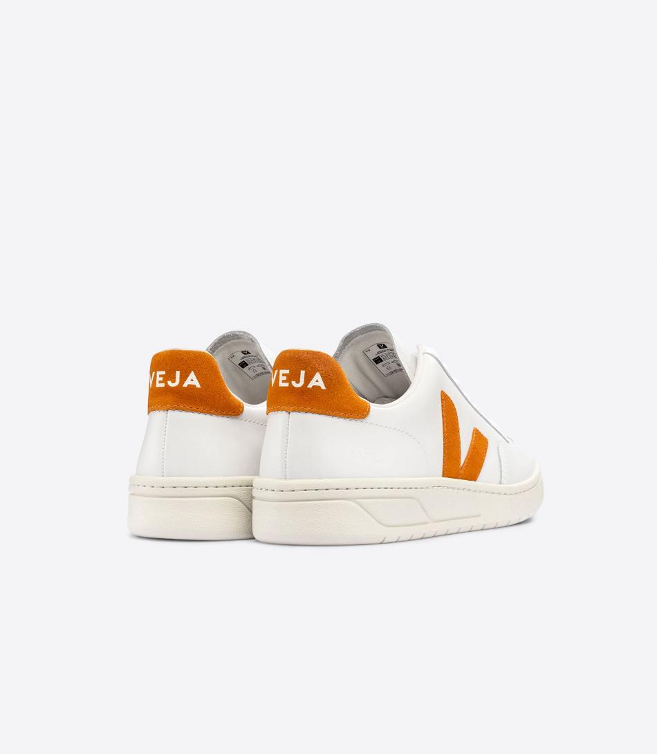 V-12 Veja Cuero Pumpkin Hombre Blancas | GCLEC70324