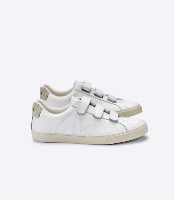 Adults Veja 3-lock Cuero Outlet Blancas | LCLTR16711