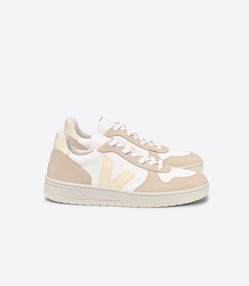 Adults Veja V-10 Alveomesh Butter Almond Outlet Blancas | CLJZR29506