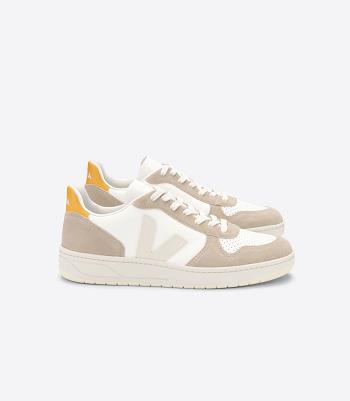 Adults Veja V-10 Chromefree Cuero Sahara Ouro Outlet Blancas | MCLFT63303