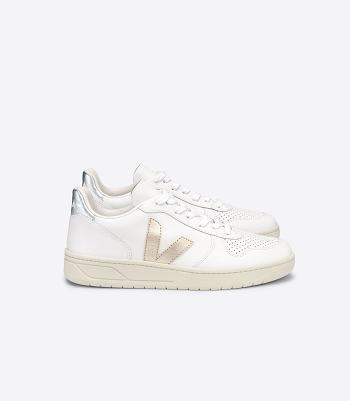 Adults Veja V-10 Cuero Platine Outlet Blancas Plateadas | CLDFL28211