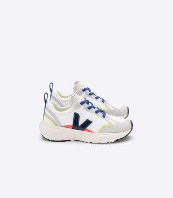 Kids Veja Canary Elastic Laces Alveomesh Nautico Vegan Blancas | ECLVG53178