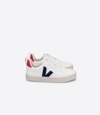 Kids Veja V-10 Laces Cwl Cobalt Pekin Vegan Blancas | CLQAV82185