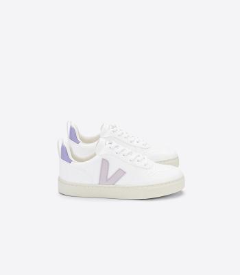 Kids Veja V-10 Laces Cwl Parme Lavande Vegan Blancas | CLXMI16691