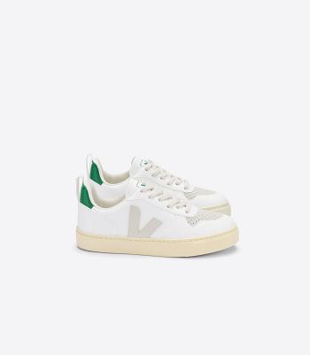 Kids Veja V-10 Laces Cwl Pierre Emeraude Vegan Blancas | LCLSX93983