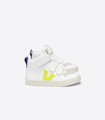 Kids Veja V-10 Mid Cwl Jaune Fluo Outlet Blancas Moradas | QCLUV12632