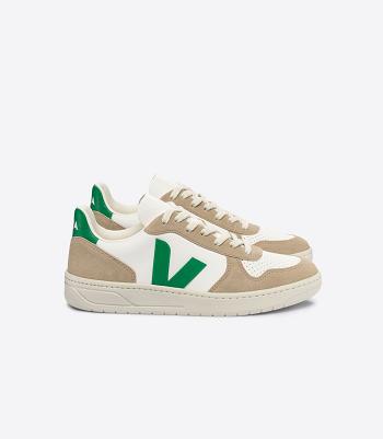 V-10 Veja Chromefree Cuero Emeraude Sahara Mujer Blancas | QCLUV29956