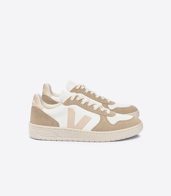 V-10 Veja Chromefree Cuero Sable Sahara Hombre Blancas | FCLUI11217