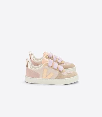 V-10 Veja Gamuza Multico Sable Niños Blancas Beige | BCLSD14707