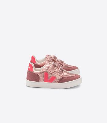 V-12 Veja Chromefree Cuero Nacre Fluo Niños Rosas | CLICD94080