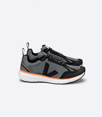 Zapatillas Running Carretera Veja Condor 2 Alveomesh Concrete Neon Sneakers Negras Naranjas | ZCLMJ21456